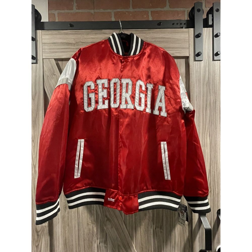 Georgia BullDogs Franchise Club Power Satin Full- Mens medium Snap Jacket - Red
